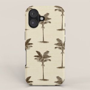 Etched Palm Trees on Vintage Linen iPhone Case