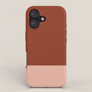 Rich Maroon Rust and Pale Salmon Color Block iPhone Case