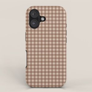 Gingham Plaid Pattern - Coffee Creme iPhone Case