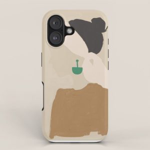 Minimalist Woman with Green Earring iPhone Case