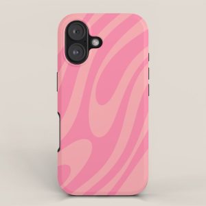 Retro Abstract Wavy Loops Pattern in Pretty Pink iPhone Case