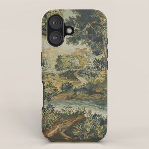 Antique 18th Century Verdure French Aubusson Tapestry iPhone Case