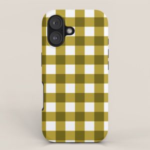 Mustard Olive Gingham Check iPhone Case