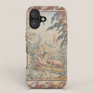 Antique 19th Century French Aubusson Landscape Tapestry with Swan iPhone Case