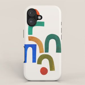 'Mountain Sun' by Ejaaz Haniff Minimalist Minimal Colorful Paper Collage Shapes Pattern Mid Century Retro Vintage Style iPhone Case