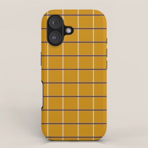 Midcentury Grid Lines in Mustard Yellow iPhone Case