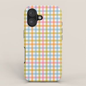 Pastel Gingham Plaid Multicolored Checkered Pattern iPhone Case