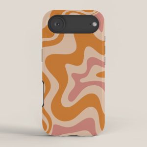 Liquid Swirl Abstract in Late Summer Orange and Pink iPhone Case
