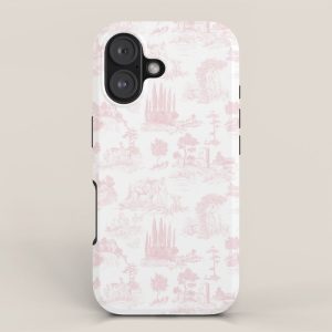 Toile de Jouy Vintage French Romantic Pastoral Baby Pink & White iPhone Case