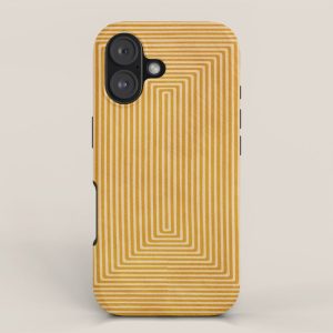 Mustard Geometric Lines Drawing Modern Artwork iPhone Case