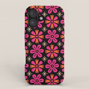 Retro Mid Century Modern Floral Pattern iPhone Case