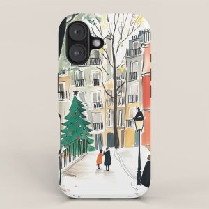 Parisian Christmas Street Scene iPhone Case