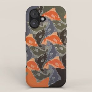 Fish ("Regular Divisions of the Plane Drawing #20") by M.C. Escher iPhone Case