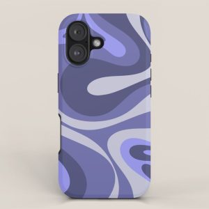 Mod Swirl Retro Abstract Pattern in Purple Periwinkle and Lavender Tones iPhone Case