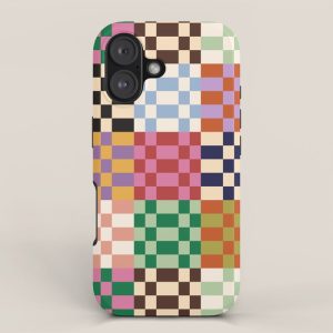 Retro 70s Colorful Patchwork Checkerboard iPhone Case