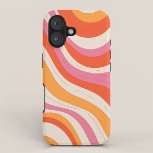 Orange Pink Abstract Retro 70s iPhone Case