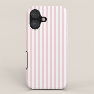 Pastel Pink & White Simple Stripe iPhone Case