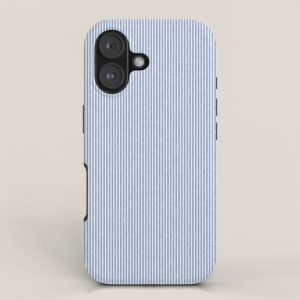 linen textured stripes - coastal blue iPhone Case