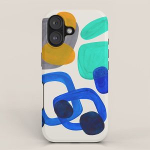 Mid Century Modern Abstract Minimalist Fun Colorful Shapes Marine Green Retro Vintage Fun Shapes iPhone Case