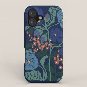 Klimt flower dark blue iPhone Case