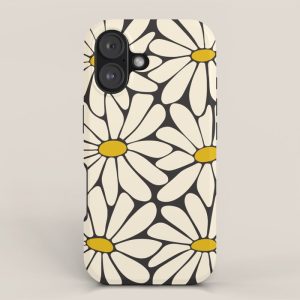 Big Daisy - Groovy Flower - Black, White and Yellow iPhone Case