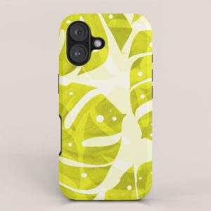 Lime Green Monstera Leaves Light Background #decor #society6 #buyart iPhone Case