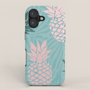 Summer, Pineapple Art, Pink, Turquoise, Teal iPhone Case