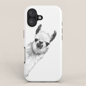 Sneaky Llama Black and White iPhone Case