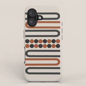 Abstract Modern Lines, Burnt Orange Art iPhone Case