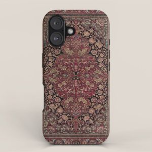 Antique Persian Isfahan Plum Burgundy Spice Carpet iPhone Case