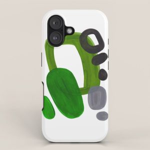 Mid Century Vintage 70's Design Abstract Minimalist Colorful Pop Art Olive Green Dark Green Grey iPhone Case