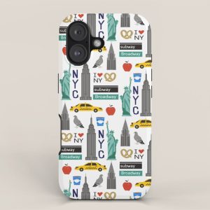 NYC travel pattern fun kids decor boys and girls nursery new york city theme iPhone Case