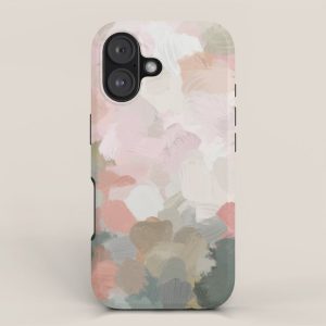 Time to Bloom - Forest Green Fuchsia Blush Pink Abstract Flower Spring Painting Art iPhone Case