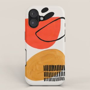 Orbital Fusion Yellow Orange Retro Mid Century Funky Fun Shapes Pattern by Ejaaz Haniff iPhone Case