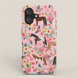 Horses floral horse breeds farm animal pets iPhone Case