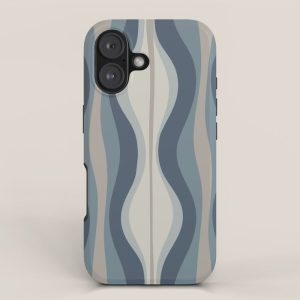 Hourglass Abstract Mid Century Modern Pattern in Neutral Blue Gray Tones iPhone Case