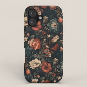 Vintage Aesthetic Beautiful Flowers, Nature Art, Dark Cottagecore Plant Collage - Flower iPhone Case