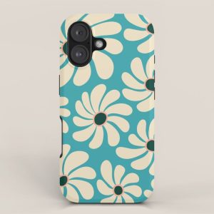Retro Super Bloom - 70'S Vibe - Turquoise iPhone Case