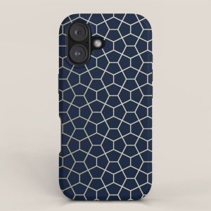 Abstract Geometric Pattern, Navy Blue and Gold iPhone Case