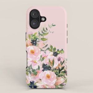 Boho, Vintage, Floral Watercolor, Pink Roses iPhone Case