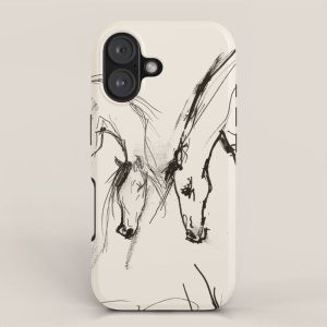 Two Horses - Minimal Line Drawing iPhone Case