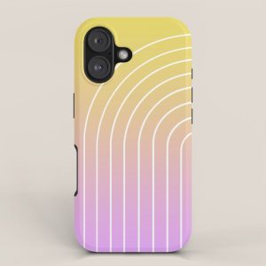 Ombre Arch IV Pink Yellow Sunrise Gradient Modern Geometric Lines iPhone Case
