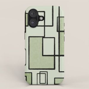Piet Composition Sage Green - Mid-Century Modern Minimalist Geometric Abstract iPhone Case