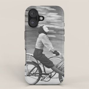 Women Riding Bicycles black and white photography / black and white photographs iPhone Case
