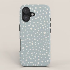 Minimalist Pale Painted Smudge Dots Pattern in Light Blue Gray and Cream iPhone Case