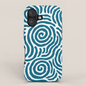 Ripple Effect Pattern Peacock Blue iPhone Case