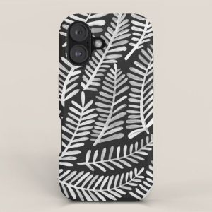Modern Fronds - White on Black Palette iPhone Case
