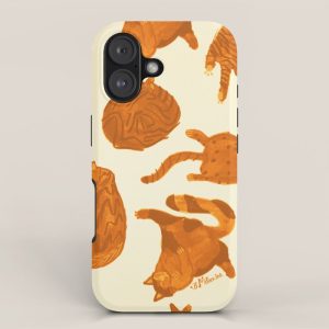 Sleepy Cozy Kitty Cats in Buttercup & Orange iPhone Case
