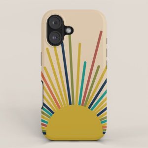 Multicolor Mid Century Modern Sunburst 5 iPhone Case