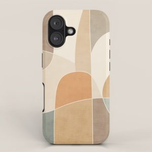 Soft Brown Tan Green Beige Modern Artwork iPhone Case